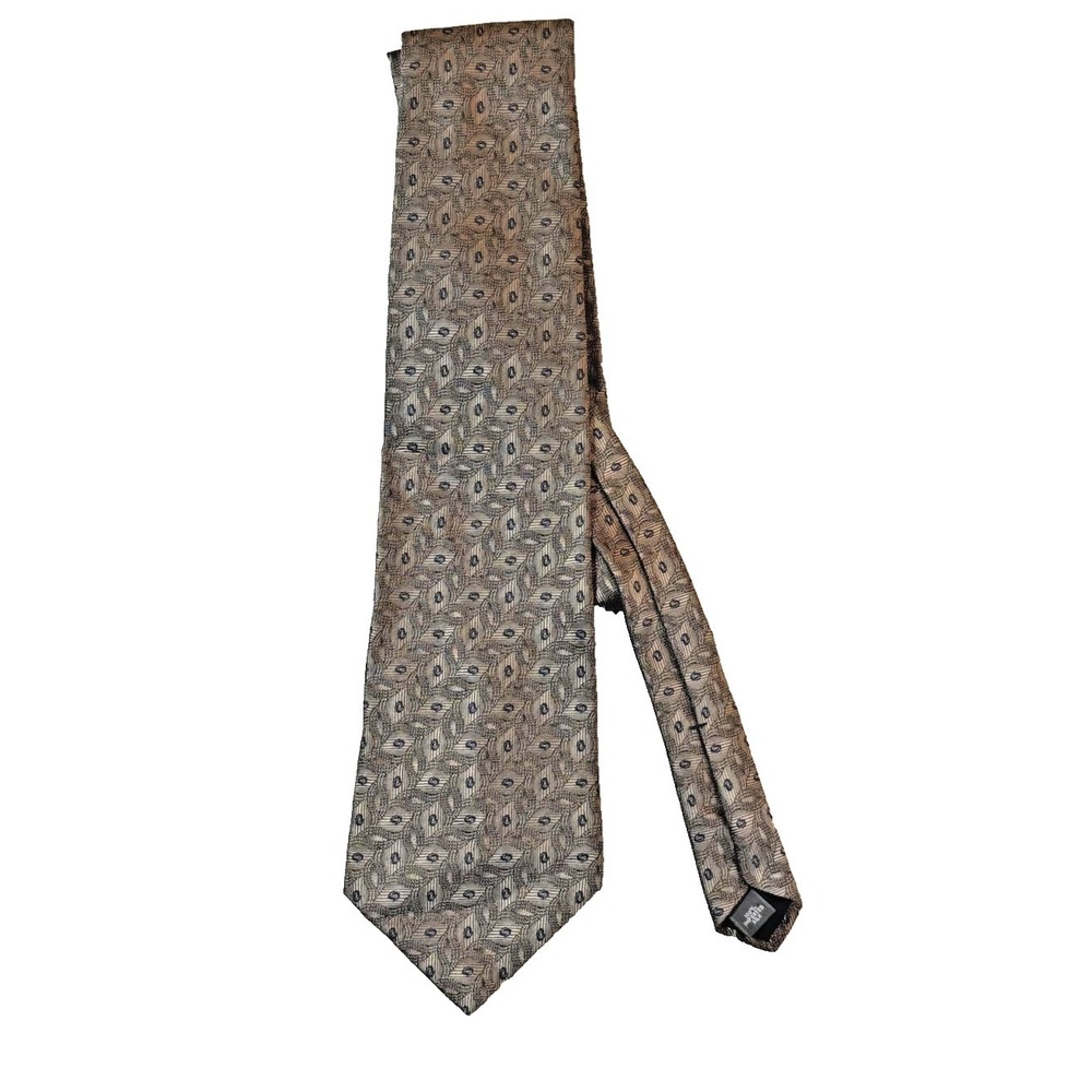 Vintage Bugatti Silk Tie Gray Blue Geometric Abstract Designer